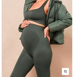 Blanqi Maternity Belly Support Leggings - Forest Night Dark Green || size Large